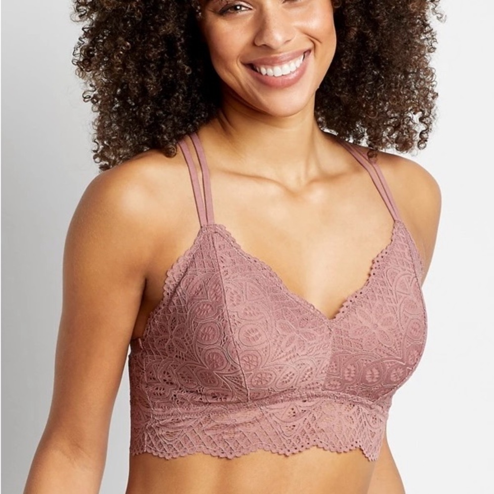 Maurices Vintage Lace Mauve Pink Strappy Racerback Bralette Medium Women’s